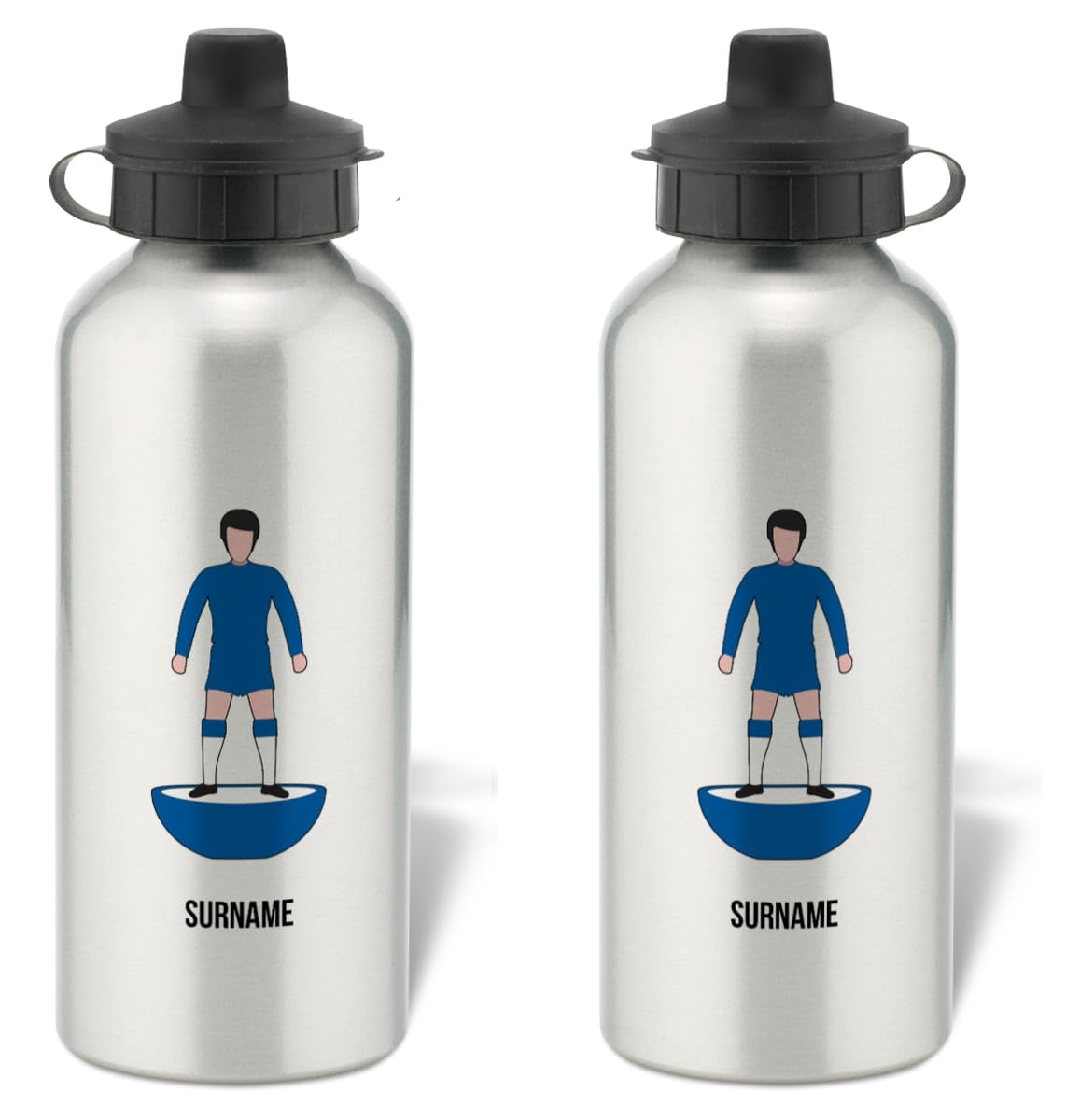 Personalised Cardiff City Player Figure Aluminium Sports Water Bottle - Silver Bottle