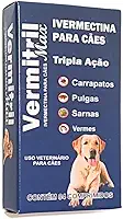 Anti Carrapatos, Sarnas, Vermes e Pulgas - 4 Comprimidos Mastigável Sabor Carne. Cães de 30 a 60kg