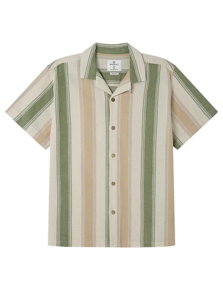 SPRINGFIELD Jacquard Bowling Striped T-Shirt Men, Blue Horizon, L