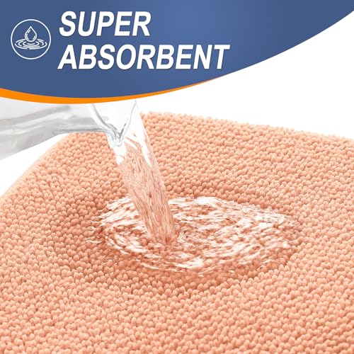 Image of OLANLY Thick Memory Foam Bath Mat Rug 30x20, Extra Soft Absorbent Bathroom Rug, Quick Dry Bath Mats, Non-Slip, Machine Washable Carpet for Bathroom, Tub and Shower, Home Decor Accessories, Peach