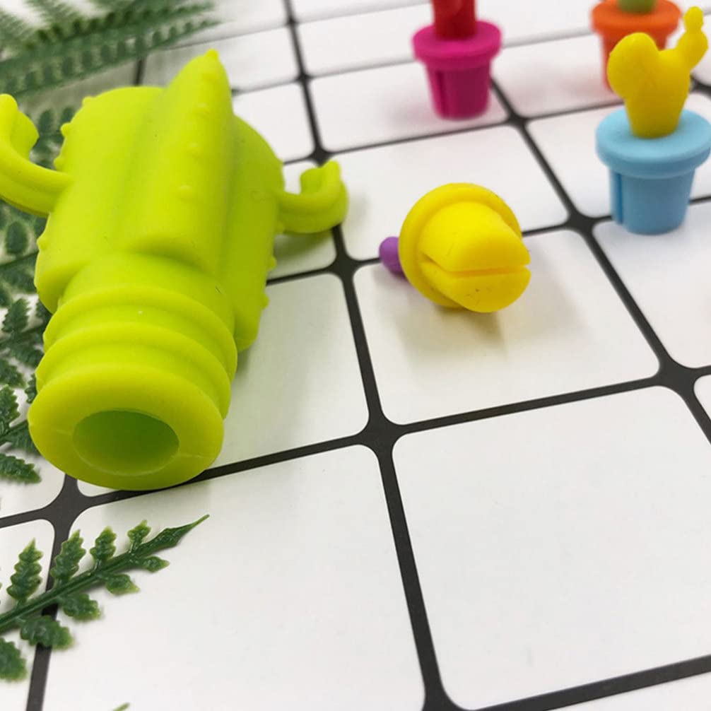 Wine Glass Charm 14 Pcs Wine Glass Charms Silicone Cactus Shaped Drink Markers Wine Cup Labels Reusable Bottle Logo Stickers Identifier (Random Color) Stopper