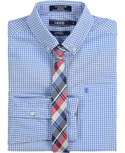IZOD boys Long Sleeve Button-down Collared Dress Shirt With Tie and Chest Pocket2