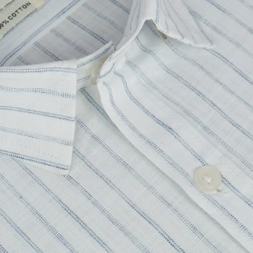 Image of GHPC 100% Cotton Striped Half Sleeves Regular Fit Formal Shirt for Men