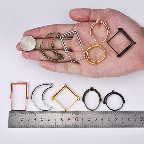 OBSEDE Rotatable Open Back Bezel Pendants Charms Resin Molds for Jewelry Findings DIY Art Craft Pressed Flower Frame Assorted Geometric Trays 25pcs - Thumbnail 5