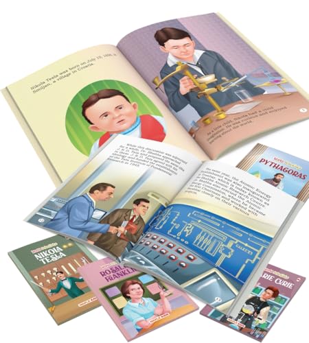 Image of Story Books for Kids (Set of 15 Books) (Illustrated) - Scientists - Biographies for Children - Einstein, Newton, CV Raman, Homi Bhabha, Abdul Kalam, Pythagoras, Nikola Tesla, Carl Linnaeus, - Age 6+
