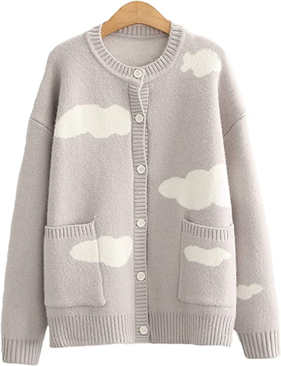 Cloud Knitted Cardigan Sweater, Casual 