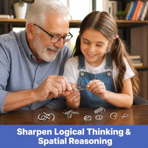 Image of 8pcs Metal Wire Puzzle Set - Problem Solving and Mind Exercise Educational Fidget Toys, Assorted Disentanglement Puzzles for Gifts, Party, Prizes - Brain Teaser IQ Test (A)