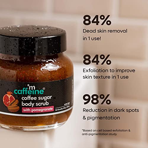 mCaffeine Coffee Sugar Body Scrub with Pomegranate for Gentle Exfoliation & Smoothening | Reduces Dead Skin, Tan & Scars | Fresh Pomegranate Aroma... - Image 7