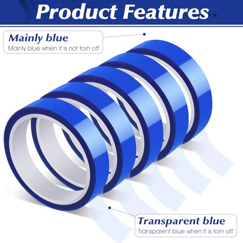 5 Rolls Heat Resistant Tape 20mm × 30m (98ft) Blue Sublimation Tape High Temperature Resistant Blue Tape, Heat Transfer Tape for Sublimation Printer Electronic Soldering, No Residue - Image 4