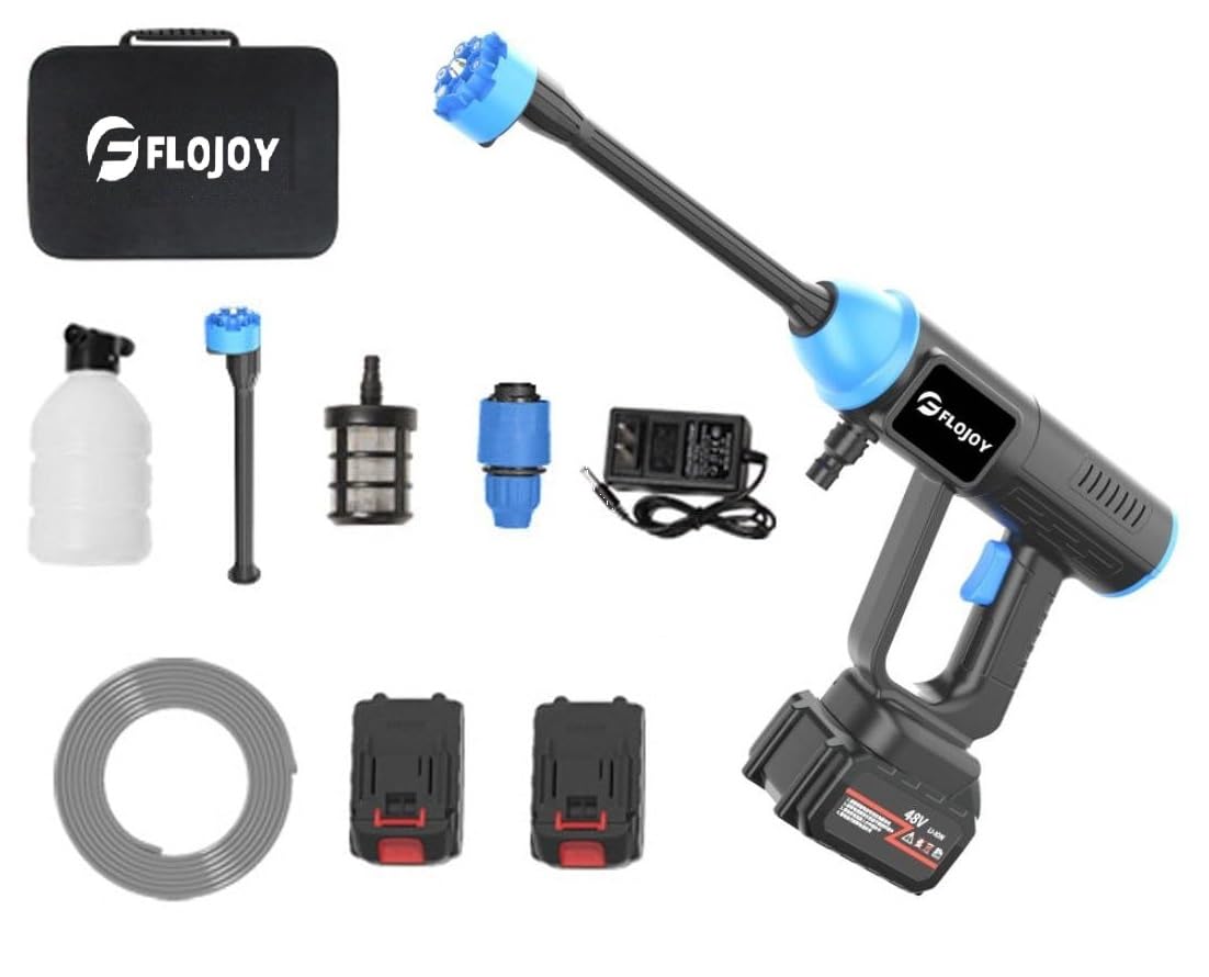 Flojoy Automatic 48V BLDC Cordless Pressure Washer Gun 400W BLDC 60-80 Bar with 6in1 Nozzle for Cleaning Car Bike Floor Solar Panel AC with 2 Battery with AC/DC Power Adapter 110-220V (B0CRF61Q25) Amazon Price History, Amazon Price Tracker