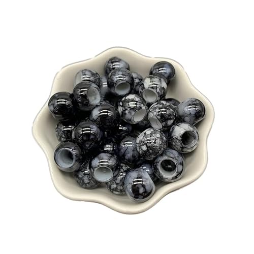 Jinfeuge 8 20/30Pcs Big Hole Round Acrylic Beads,12X10mm Loose Beads For Diy Jewelry Making Diy Accessory/8/12Mm 30Pcs