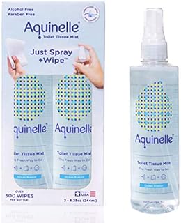 Aquinelle Toilet Tissue Mist, Eco-Friendly & Non-Clogging Alternative to Flushable Wipes Simply Spray On Any Folded Toilet Paper 2PK OCEAN BREEZE 8.25OZ