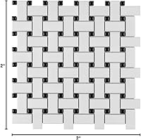 Vista 2 de Splash Cascade Basketweave Mosaico (caja (4.85 pies cuadrados), blanco y negro)