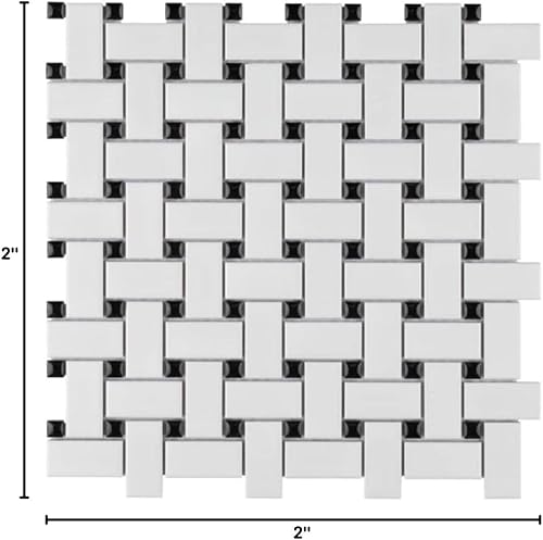Miniatura 2 de Splash Cascade Basketweave Mosaico (caja (4.85 pies cuadrados), blanco y negro)