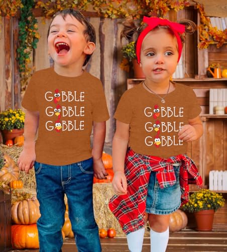 Thanksgiving Shirt Toddler Boys Girls Funny Turkey T-Shirt Kids Gobble Till You Wobble T-Shirt Thankful Grateful Tops4
