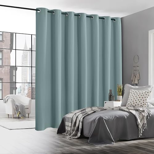 Image of RYB HOME Sliding Glass Door Curtains for Patio, Blackout Thermal Insulating Privacy Vertical Blinds for Large Window Living Room Bedroom Drop Cloth Closet Divider, W 100 x L 84 inches, Dusty Blue