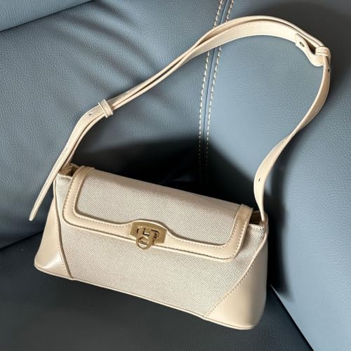 Image of Small Shoulder Bag for Women, Retro PU Leather Underarm Bag Top Handle Hobo Tote Clutch Handbag Purse with Buckle Closure