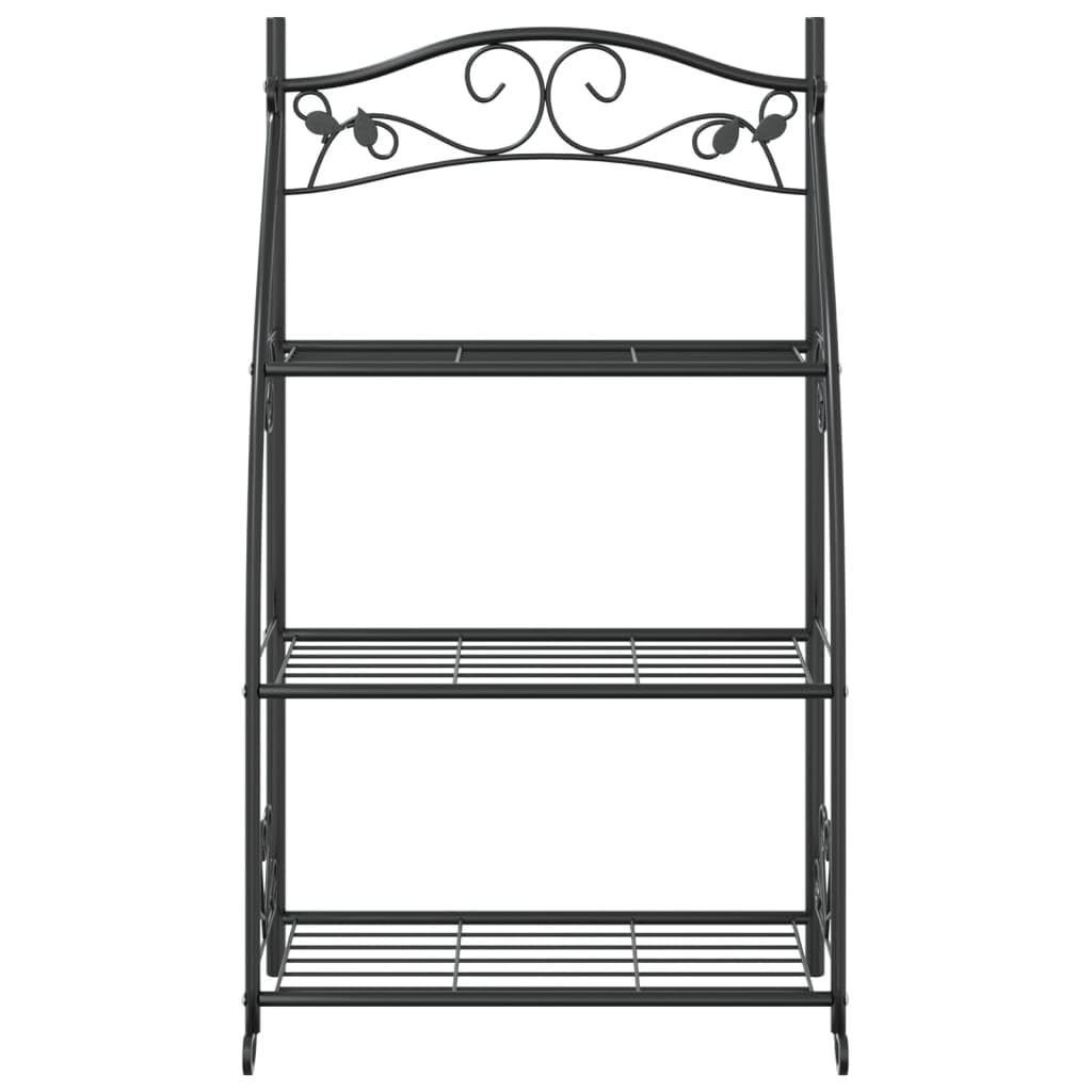 Blumenregal Schwarz 56x30x96 cm Stahl Pflanzenständer wetterfest für Außenbereich Balkon Garten Wohnzimmer dreistöckig Metall Pflanzenregal freistehend Leiterregal Blumentreppe