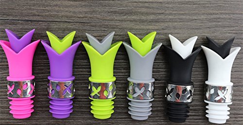 Hytk Cute Funny Gift Wine Bottle Stopper Pourer Silicone Material Lily Wine Pourer Packed Of 3 No Leak (Green, Pink, Purple) #TOP1