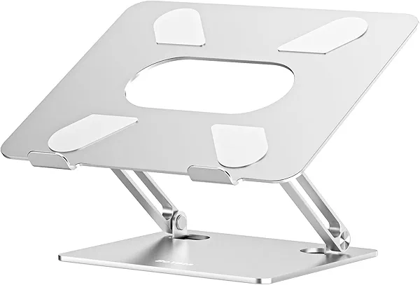 BoYata Laptop Stand, Adjustable Multi-Angle Laptop Holder, Compatible for Laptops up to 17 inches, Sturdy Aluminum & Silicone, Silver