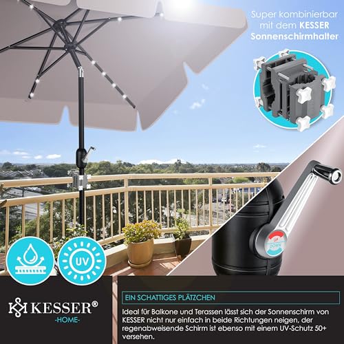 Kesser® Ombrellone Da Balcone Led Solare Con Manovella, Inclusa Custodia, Ombrellone Da Giardino, Ombrellone Da 205 X 125 Cm, Per Balcone, Giardino E Terrazza, Quadrato - 6