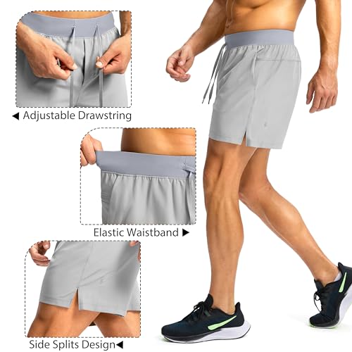 Image of Soothfeel Men's Running Shorts with Zipper Pockets 9 inch / 7 inch / 5 inch Quick Dry Eight Basketball Gym Workout Athletic Shorts