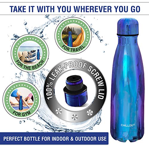 Image of CHILLOUT LIFE 17oz Insulated Stainless Steel Water Bottle, Leak Proof