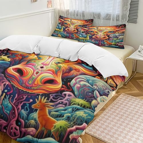 Housse de couette avec fermeture éclair en microfibre imprimé girafe - 5