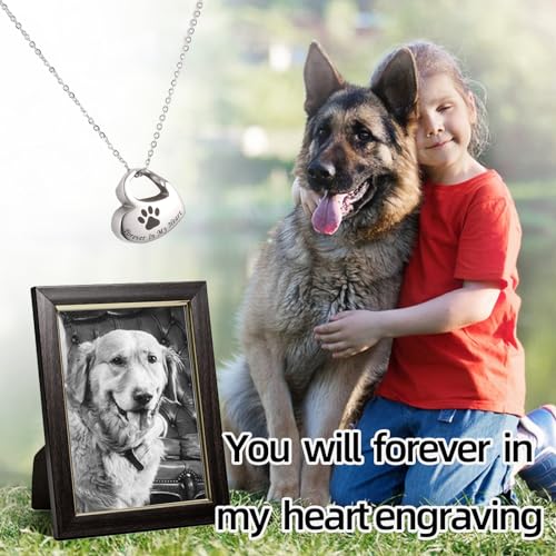 uinnossvc Urne Halskette für Asche, Herz Urne Kette mit Gravur, Halskette mit Gravur Herz, Edelstahl Asche Schmuck Memorial Anhänger mit Trichterfüller Kit