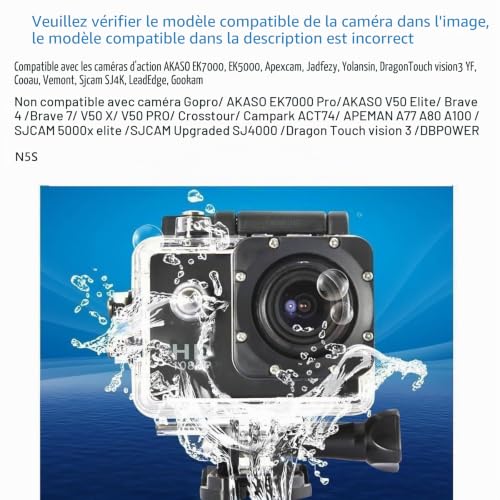 TEKCAM Boîtier Étanche Compatible avec AKASO EK7000/Jadfezy/Apexcam/GOOKAM/Vemont Caméra d'action, Boîtier Plongée Etanche de 30 M sous-Marine Imperméable Accessoires – vue 2