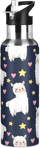 Miniatura 8 de Cute White Alpacas Insulated Water Bottle 20 Oz, BPA-Free Sports Water Bottle with Straw Leakproof Water Bottles