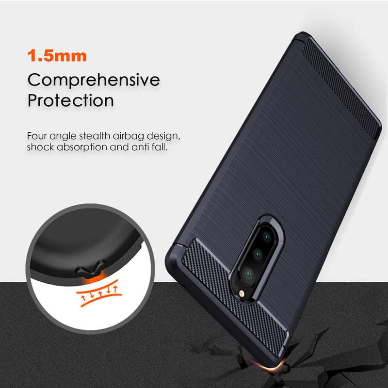 Image of NPRC Hybrid Ultra Slim Protective Case TPU Non-Slip Carbon Fiber Texture Shockproof Case Cover for Sony XZ4 - Blue