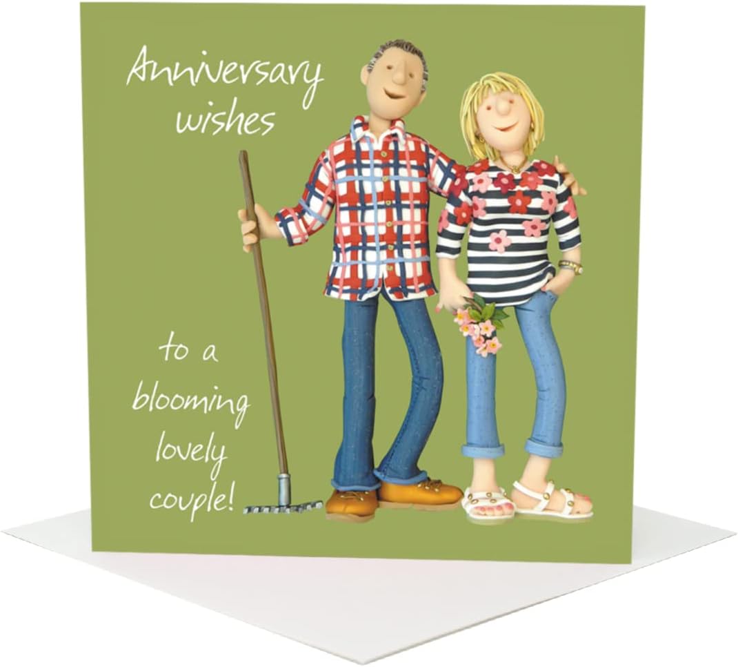 Holy Mackerel blooming lovely couple wedding anniversary card for a couple - designed by artist Erica Sturla - 15cm square and blank inside for your message - made in the UK