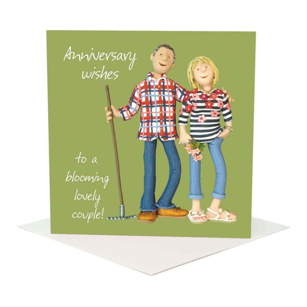 Holy Mackerel blooming lovely couple wedding anniversary card for a couple - designed by artist Erica Sturla - 15cm square and blank inside for your message - made in the UK