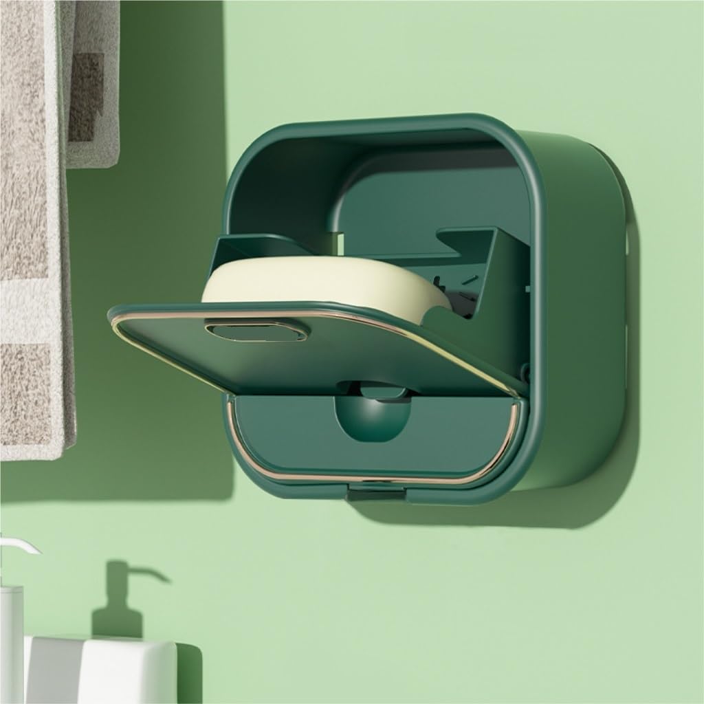 Mydelniczka, Pack of 2 Wall Mounted Draining With Cover White Green(White+green)