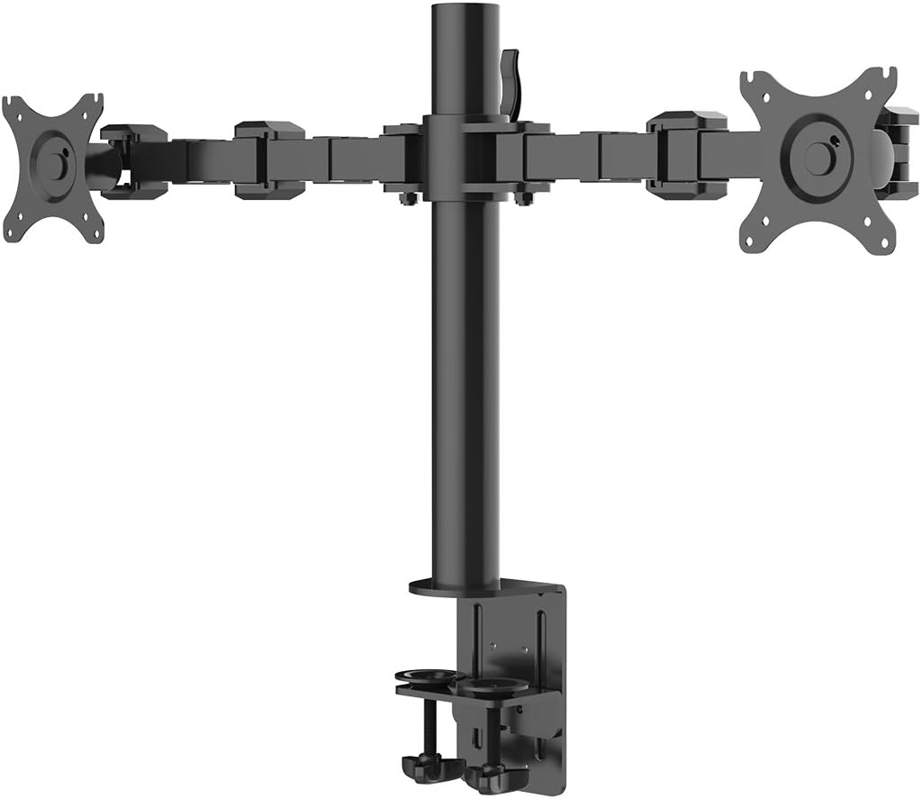 FLEXIMOUNTS D1D Full Motion Dual Arm Desk Monitor Mount Stand Fits 10"-27" LCD Computer Monitor,Clamp Mounting, 22 lbs Loading capacity