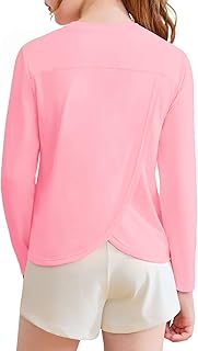 Quick Dry Girls Long Sleeve Athletic Workout Top with Split Back (Ages 5-14)