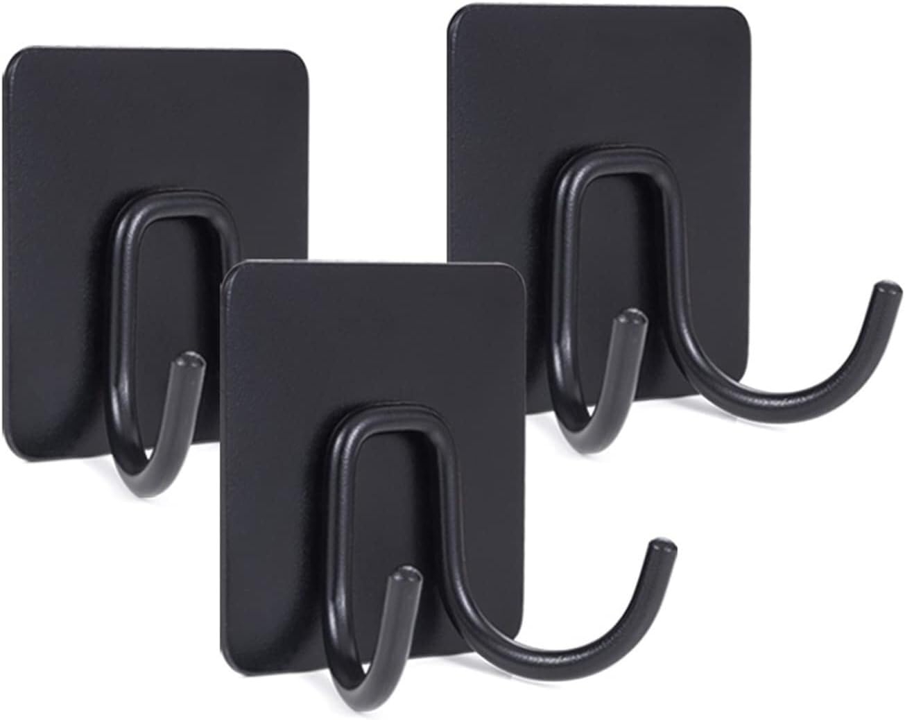 Lcanallyms Black Wall Hooks, 304 Stainless Steel Self Adhesive Hook Stick On Wall Hooks For Hanging Towels For Bathroom, Towel Hanger Matte ,3Pcs(,3Pcs)
