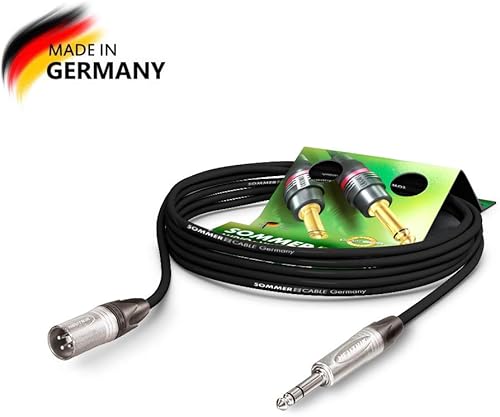 Sommer Cable Mikrofonkabel Stage Highflex XLR male 3-pol Neutrik NC3MXX Klinke 6 3mm stereo Neutrik NP3X  Schwarz Kabel  Made Germany Sommer Cable  5m 