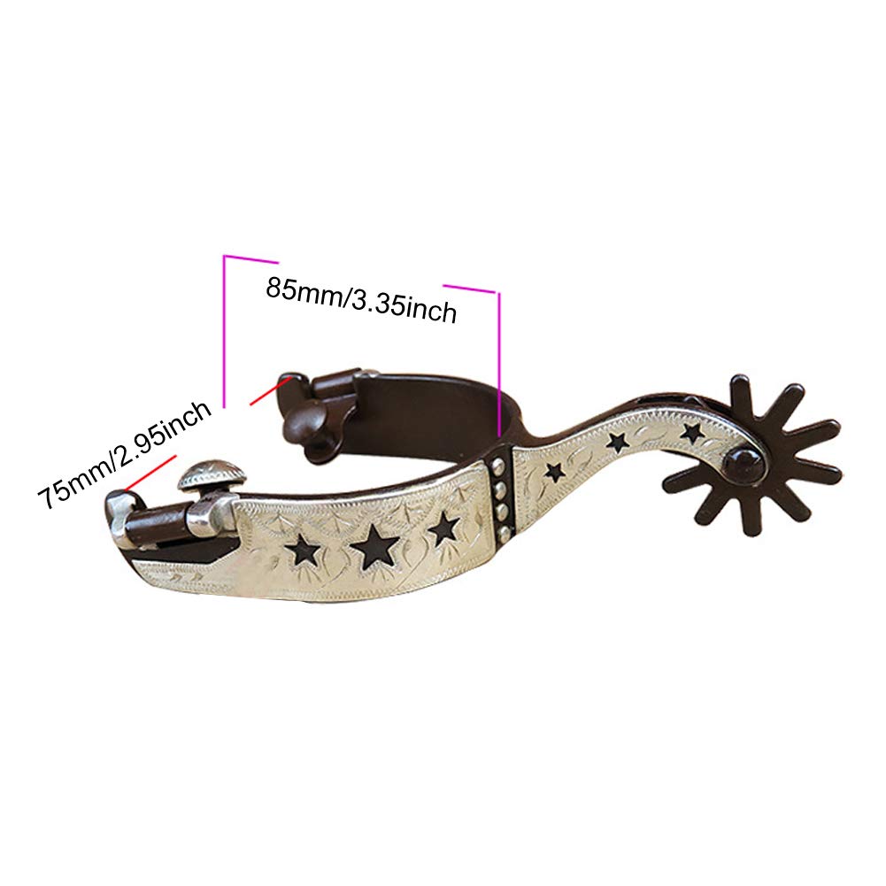 GOTOTOP 1 paire d'éperons de cheval, éperons de bottes de cowboy en acier à faible teneur en carbone unisexe accessoires d'équitation de style occidental pour enfants adultes
