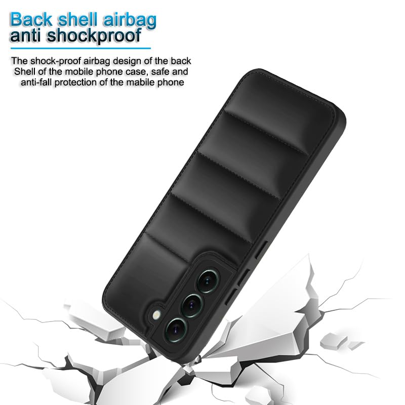 Image of Plus Puffer Case Camera Protection Soft Back Cover for Samsung Galaxy S22 5G - Black