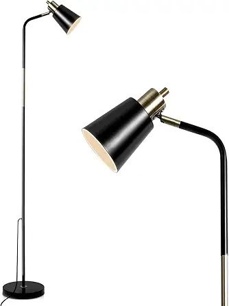NIOSTA Floor Lamp, Industrial Floor Lamp Height Adjustable 360Rotation Lampshade Modern Standing Lamp, Floor Lamps for Living Room, Office, Bedroom Reading, Work etc(Black)