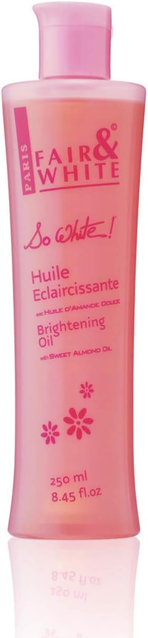 FAIR & WHITE So White Body Oil, 250ml / 8.45fl.oz - with Vitamin E, Almond Oil and 'Lumiskin', Hydrating Formula for Wrinkles Dryness
