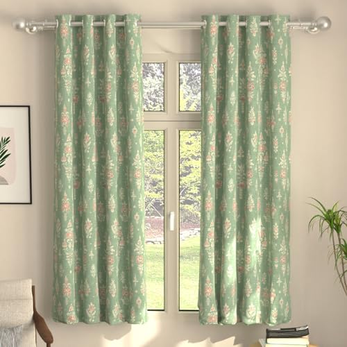 Image of Urban Space Blackout Curtains 5 Feet Set of 2 for Window, 80-85% Light Blocking Curtains for Living Room, Digital Printed Curtains with Eyelets, Tieback Included (Imperial sage Green, 5 Feet)