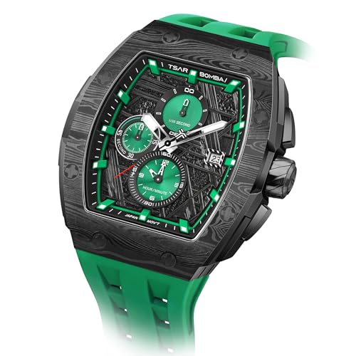 Image of Tsar Bomba Mens Watches Quartz Wristwatch for Men Waterproof 50M Analog Luxury Tonneau Chronograph Calendar Date Men's Dress Business Work Watch Gift for Men