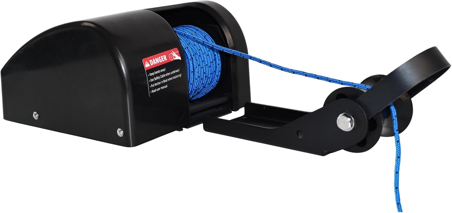 Electric Anchor Winch, 25 LBS Marine Windlass, 12V with Remote Control, 100ft Rope, Easy to Operate, Black