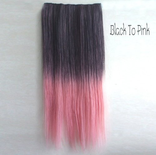 X&Y ANGEL -Two Tone One Piece Straight Synthetic Thick Hair Extension Clip-on Hairpieces (dark green to light green)
