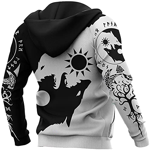 Viking Clothes Set 3D Print Yin Yang Wolf Tattoo Graphic Casual Sport Streetwear2