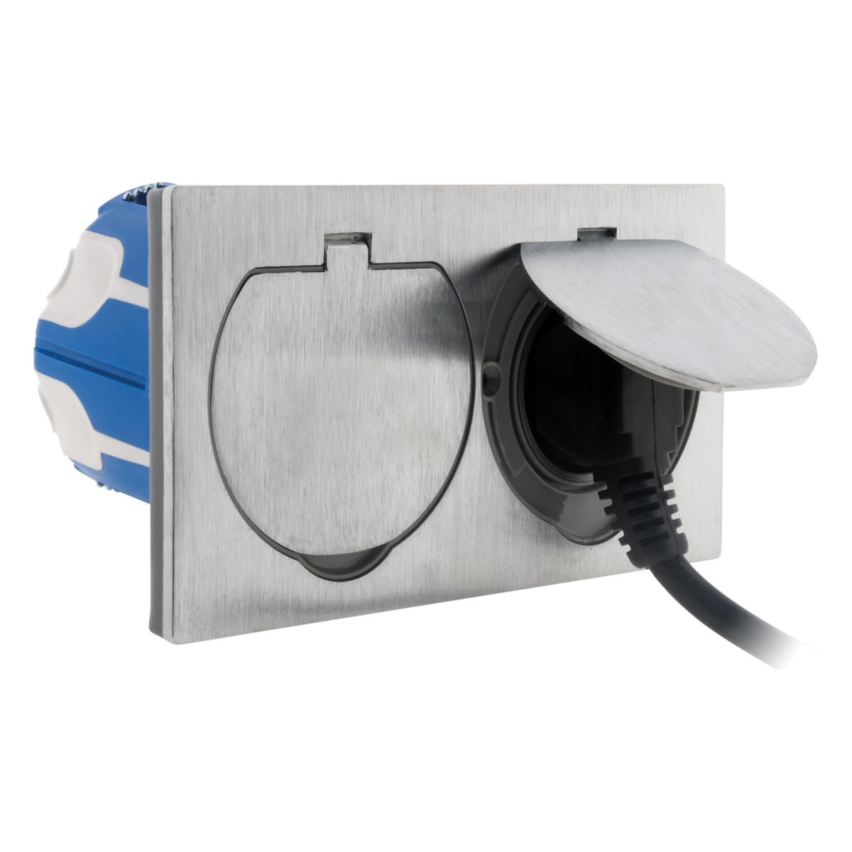 Zenitech - Presa da pavimento 16A 2P+T - finitura alluminio spazzolato - IP55 - doppia