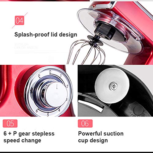 Küchenmaschine Mixer Machine, 7,5 Liter-Edelstahl-Fleischwolf, 6-Gang-Planeten Rührsystem, 1500W Elektromotor Knethaken… – Bild 5